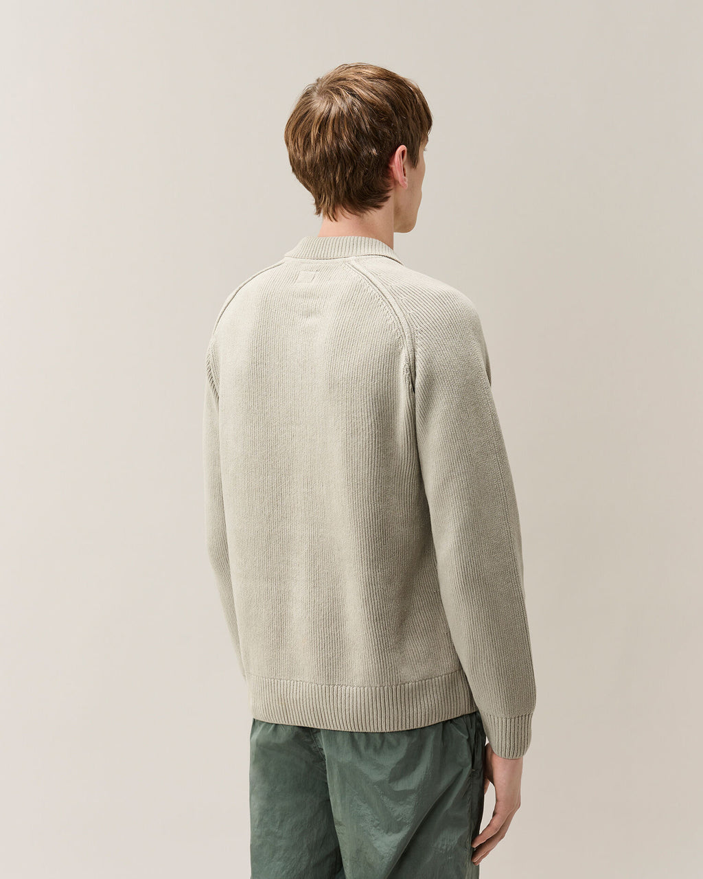 C.P. Company Chenille Cotton Lens Polo Sweater in Flint Grey