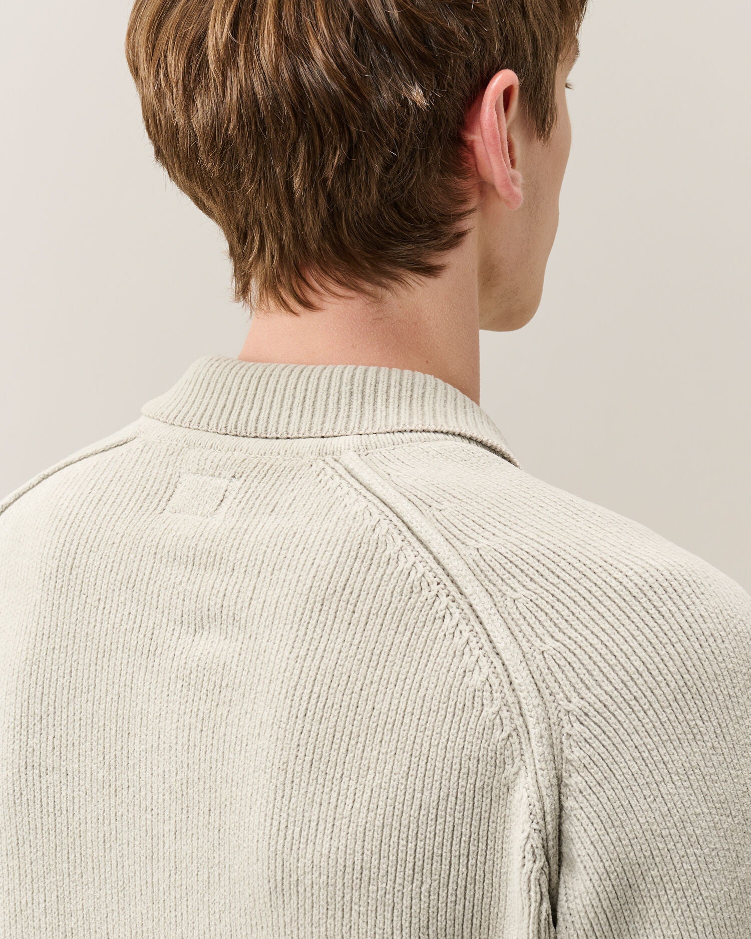 C.P. Company Chenille Cotton Lens Polo Sweater in Flint Grey