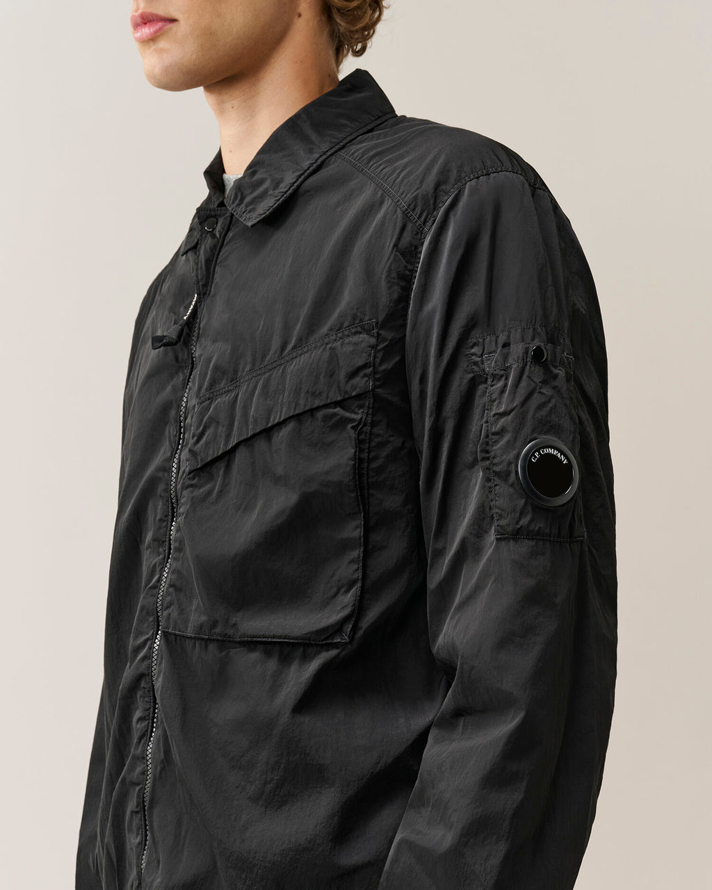 C.P. Company Chrome-R Chest Pocket Lens Overshirt in Black