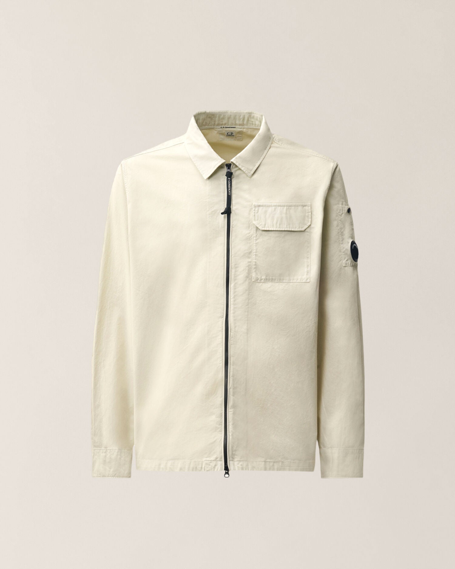 C.P. Company Organic Gabardine Lens Overshirt in Silver Birch