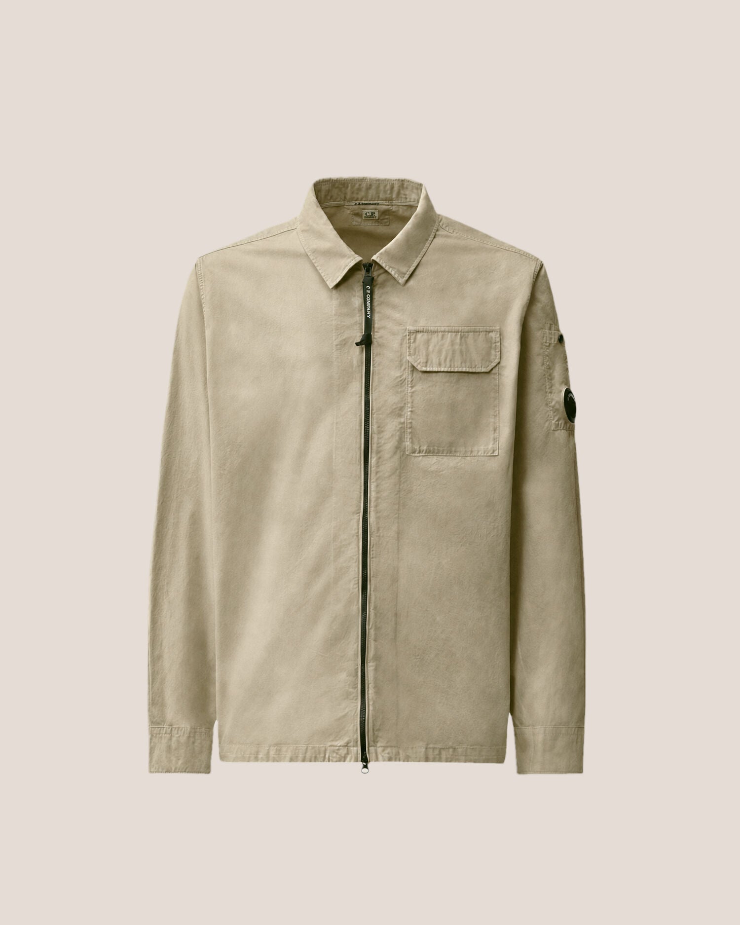 C.P. Company Organic Gabardine Lens Overshirt in Fallen Rock - Beige