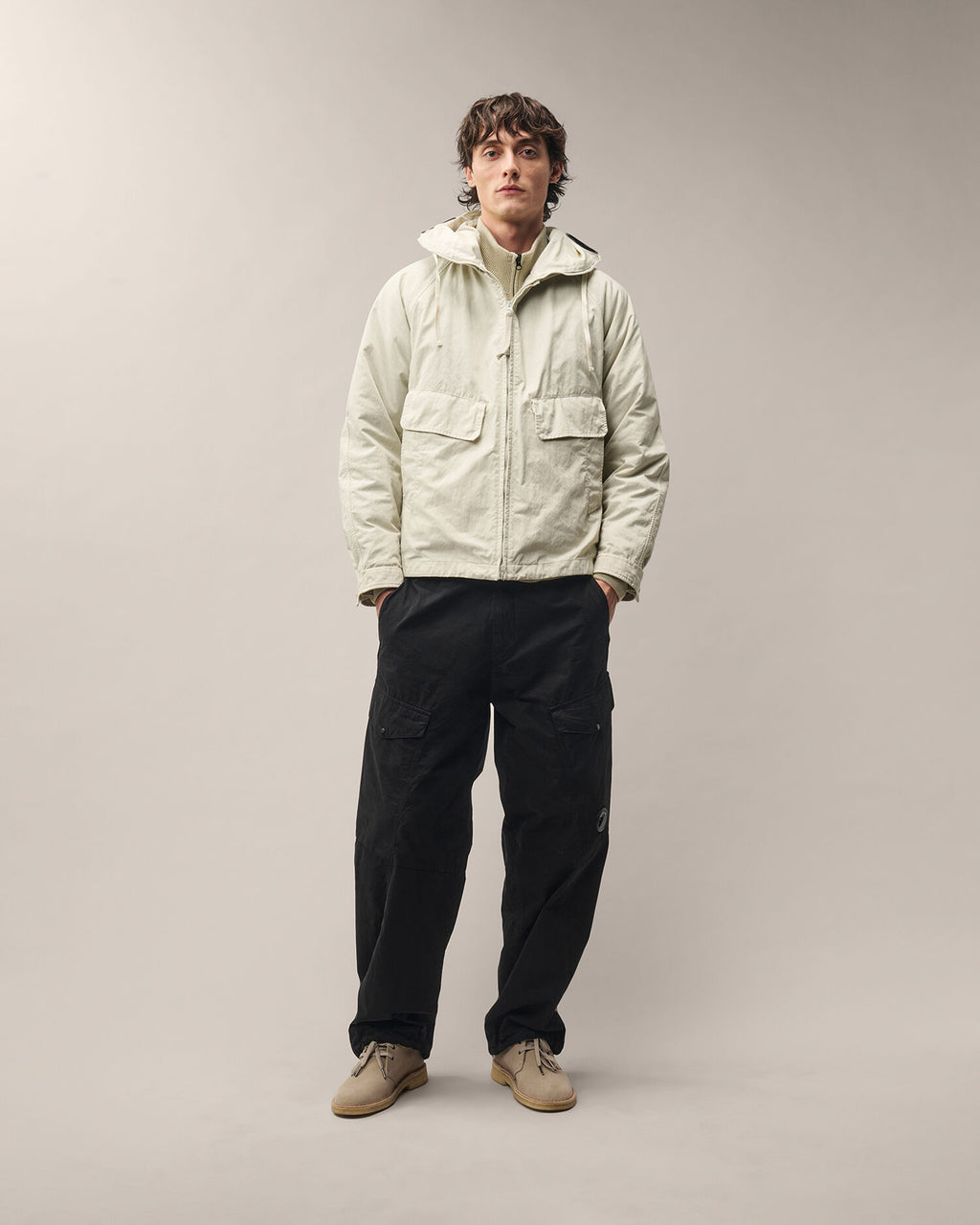 C.P. Company Twill Mixed Explorer Jacket in Silver Birch