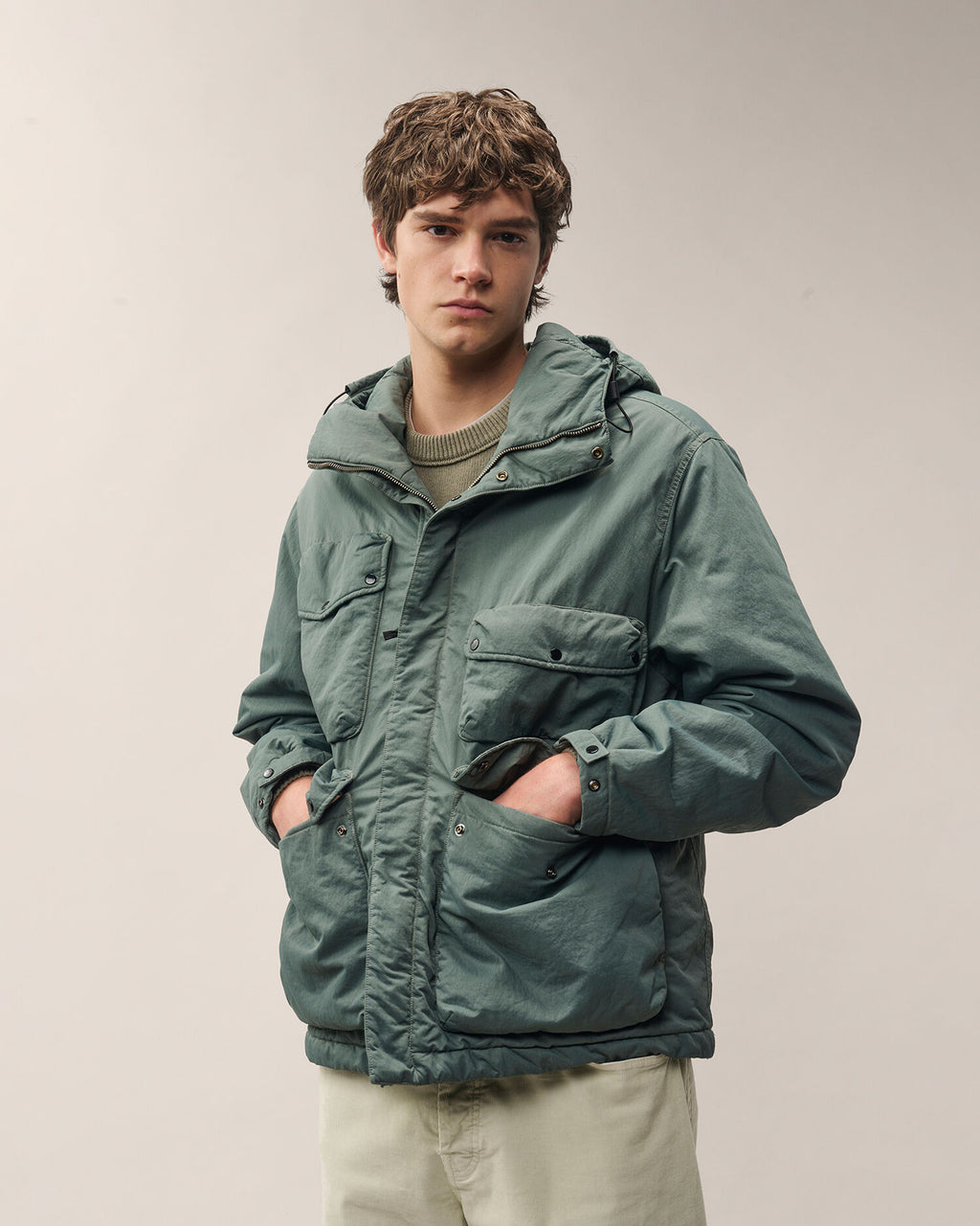 C.P. Company T-Flatt Padded Goggle Jacket in Castor Grey