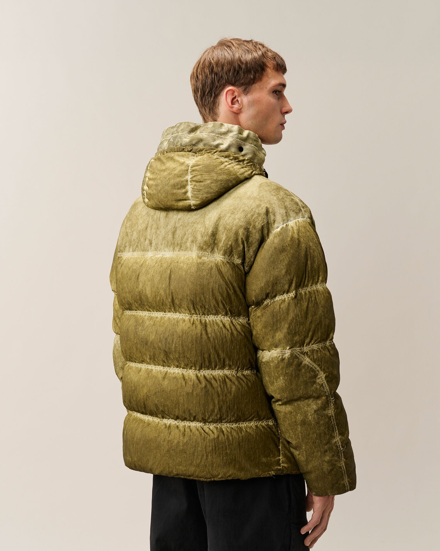 C.P. Company Eco-Chrome R Mixed Goggle Down Jacket in Re-Color Kaky - Beige