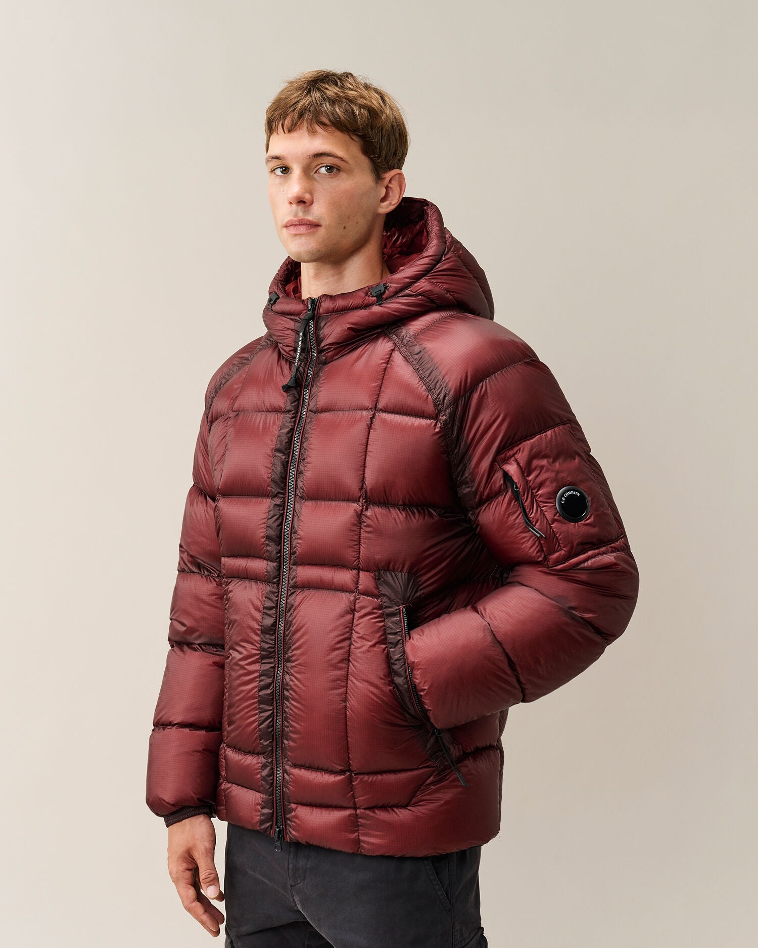 C.P. Company D.D. Shell Lens Puffer Jacket in Andorra - Red