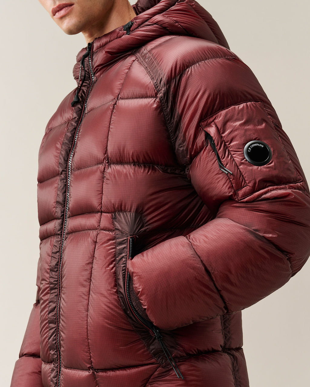 C.P. Company D.D. Shell Lens Puffer Jacket in Andorra - Red