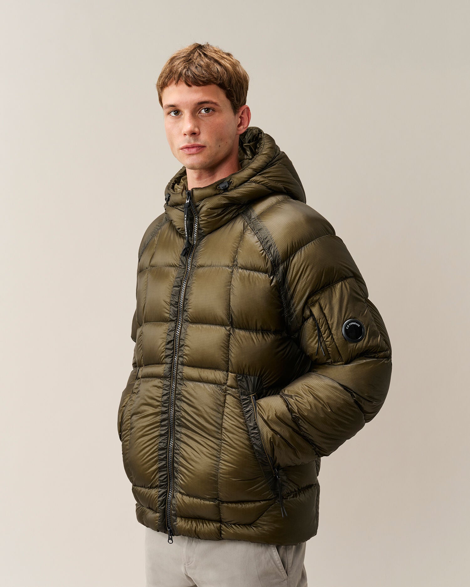 C.P. Company D.D. Shell Lens Puffer Jacket in Ivy Green