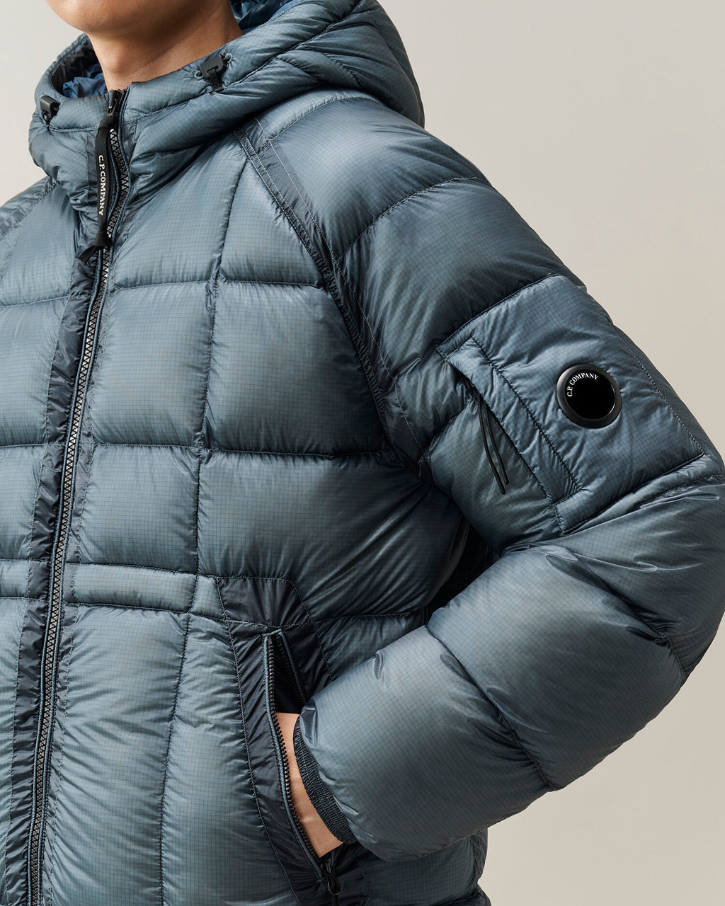 C.P. Company D.D. Shell Lens Puffer Jacket in Orion Blue
