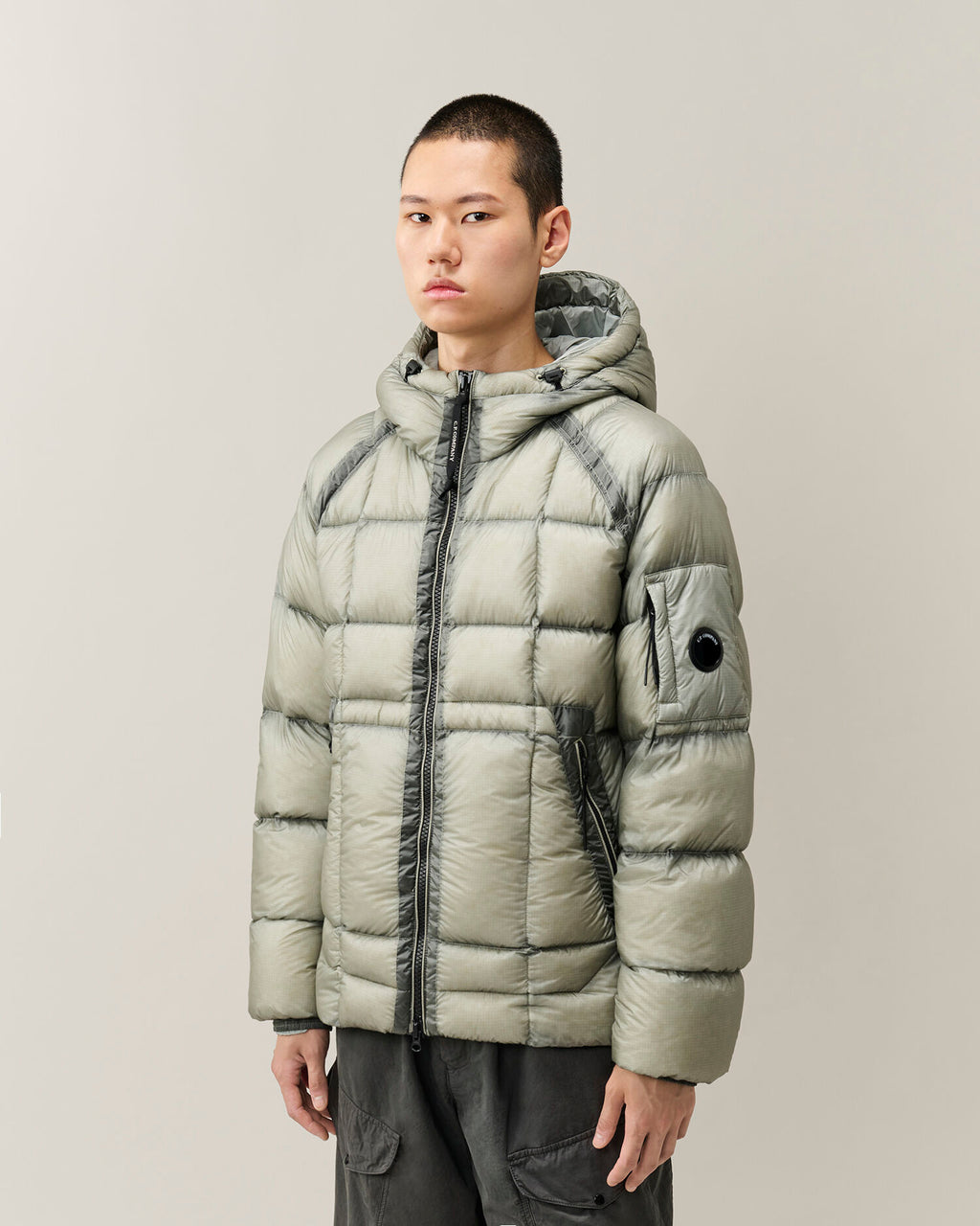 C.P. Company D.D. Shell Lens Puffer Jacket in Flint Grey