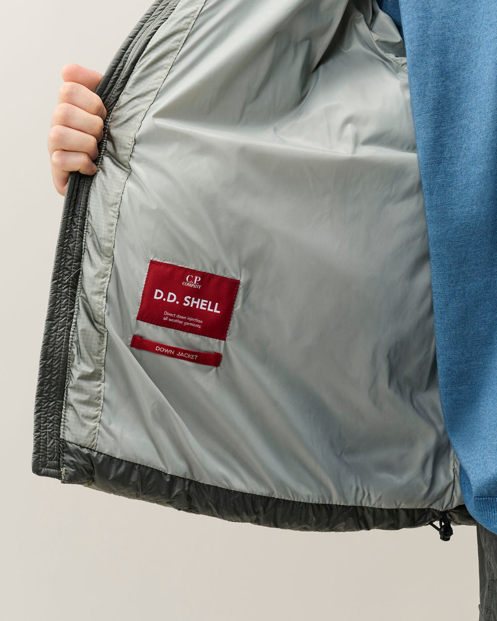 C.P. Company D.D. Shell Lens Puffer Jacket in Flint Grey
