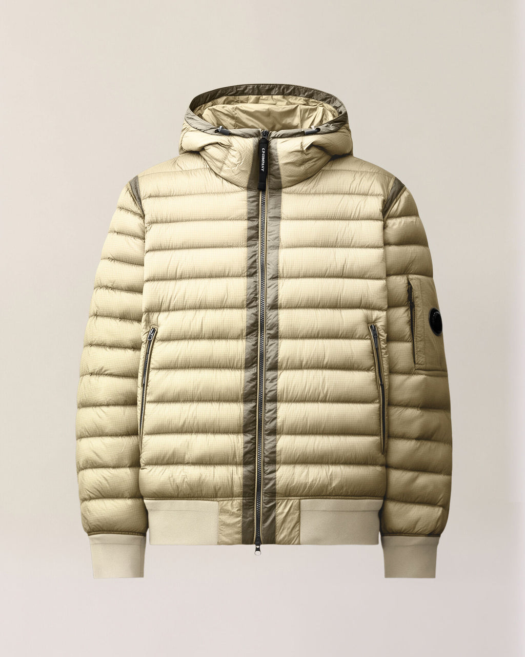 C.P. Company D.D. Shell Hooded Lens Down Jacket in Silver Birch