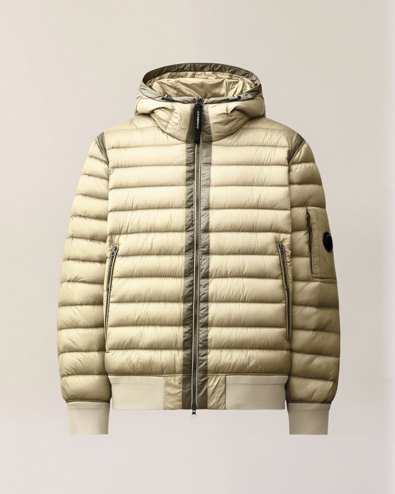C.P. Company D.D. Shell Hooded Lens Down Jacket in Silver Birch