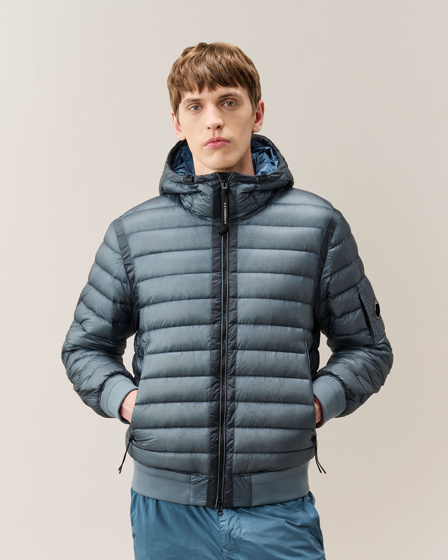 C.P. Company D.D. Shell Hooded Lens Down Jacket in Orion Blue