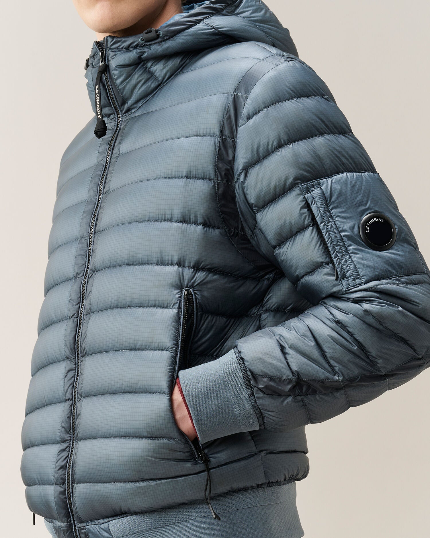 C.P. Company D.D. Shell Hooded Lens Down Jacket in Orion Blue