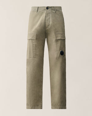 C.P. Company Stretch Sateen Lens Cargo Pants in Fallen Rock - Beige