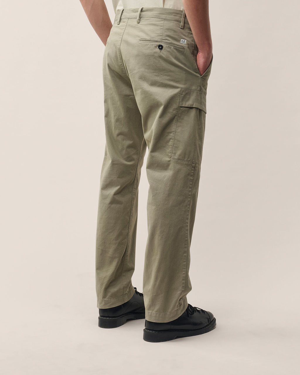 C.P. Company Stretch Sateen Lens Cargo Pants in Fallen Rock - Beige
