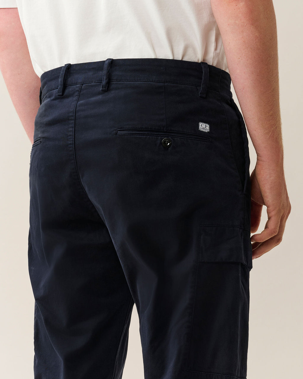 C.P. Company Stretch Sateen Lens Cargo Pants in Navy