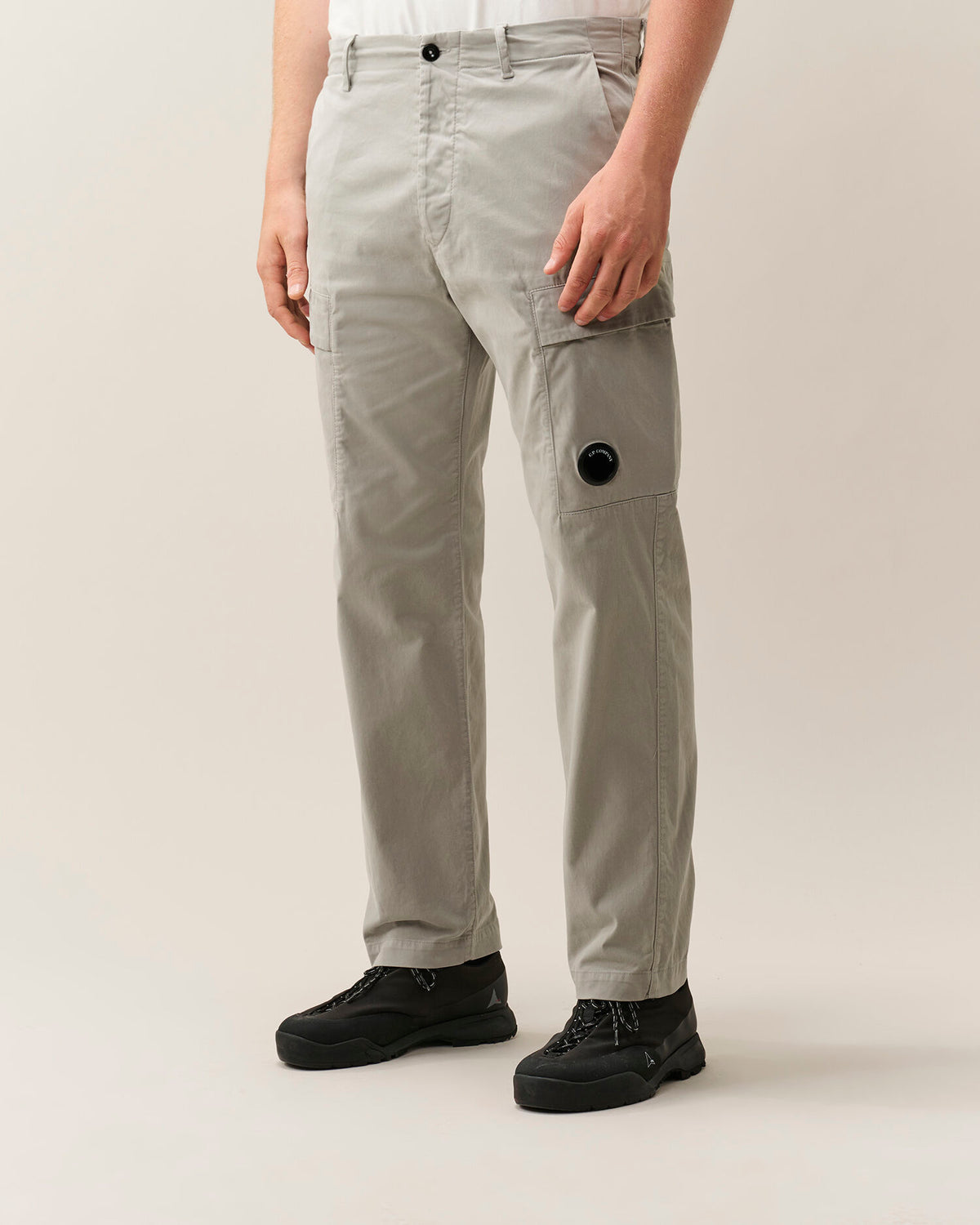 C.P. Company Stretch Sateen Lens Cargo Pants in Flint Grey