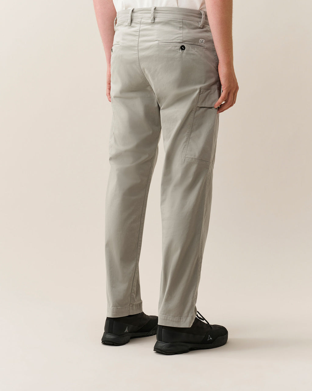 C.P. Company Stretch Sateen Lens Cargo Pants in Flint Grey