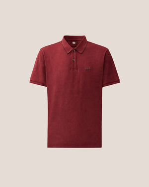 C.P. Company Stretch Piquet Striped Collar Polo Shirt in Andorra - Red