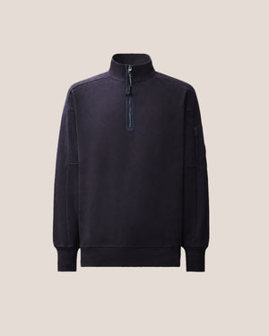 C.P. Company Diagonal Raised Fleece Half-Zip Lens Sweatshirt in Navy