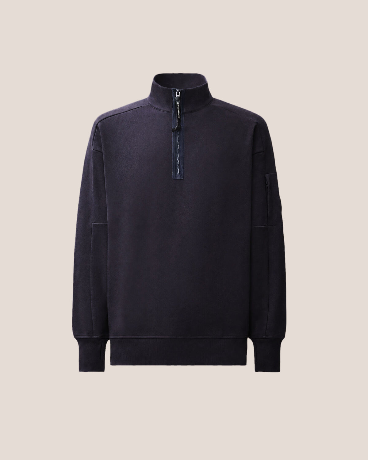 C.P. Company Diagonal Raised Fleece Half-Zip Lens Sweatshirt in Navy