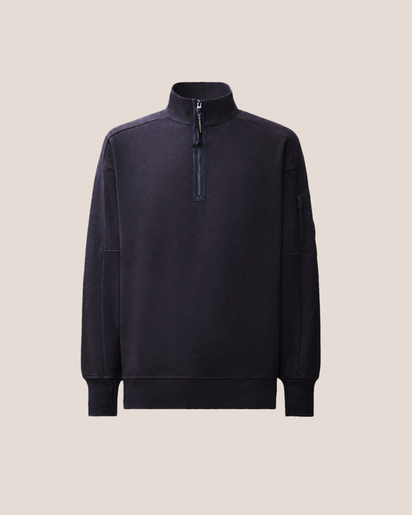 C.P. Company Diagonal Raised Fleece Half-Zip Lens Sweatshirt in Navy