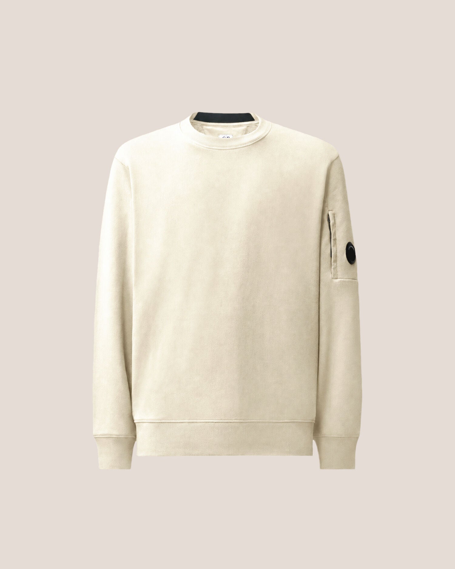 C.P. Company Diagonal Raised Fleece Crewneck Lens Sweatshirt in Silver Birch