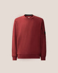 C.P. Company Diagonal Raised Fleece Crewneck Lens Sweatshirt in Andorra - Red
