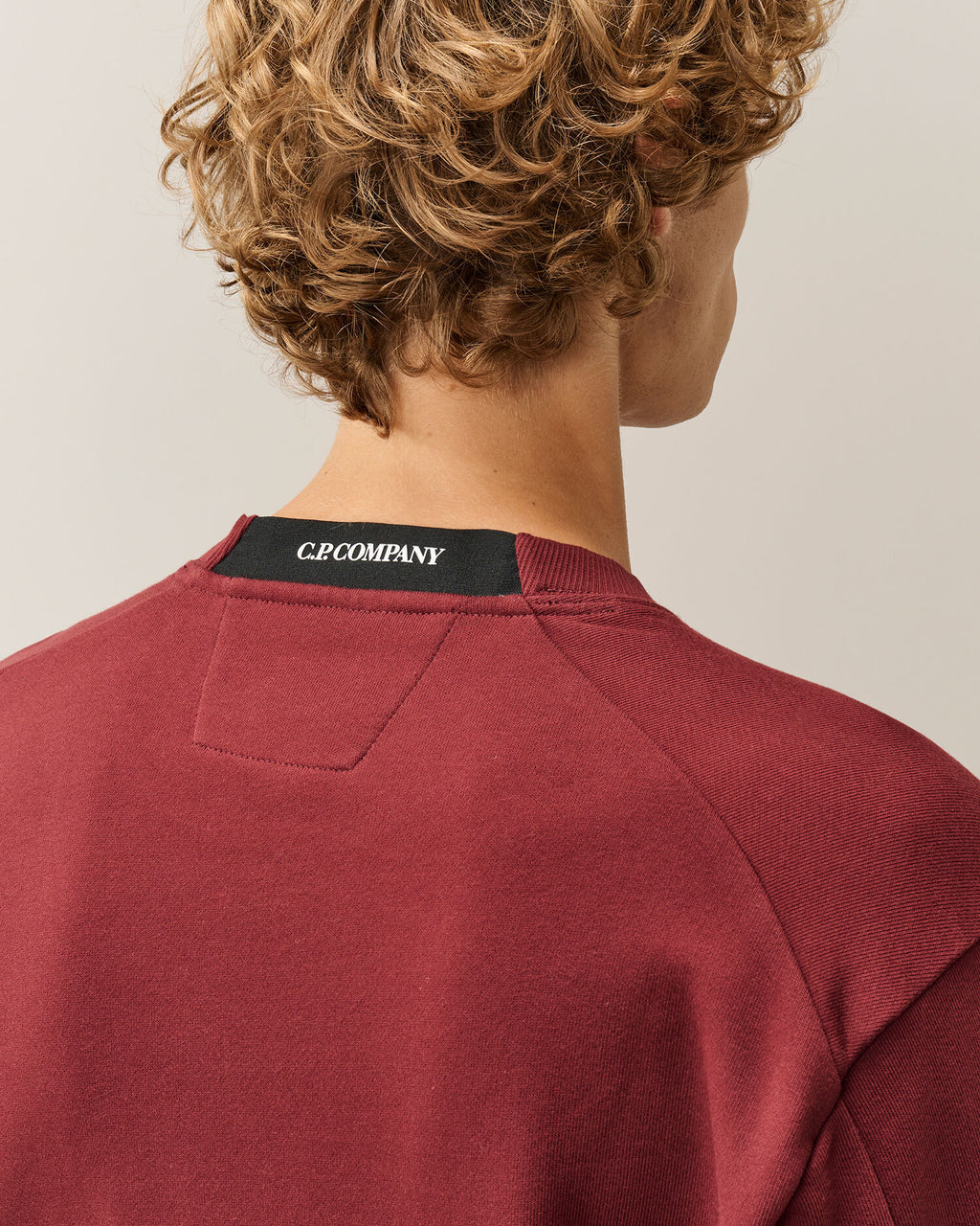 C.P. Company Diagonal Raised Fleece Crewneck Lens Sweatshirt in Andorra - Red