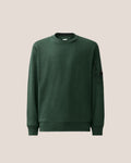 C.P. Company Diagonal Raised Fleece Crewneck Lens Sweatshirt in Ponderosa Pine - Green