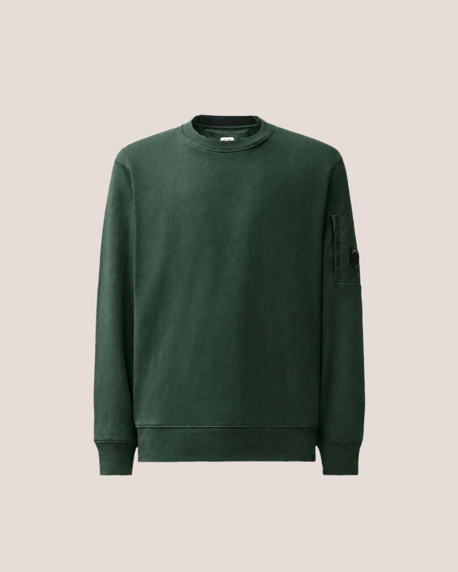 C.P. Company Diagonal Raised Fleece Crewneck Lens Sweatshirt in Ponderosa Pine - Green