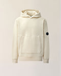 C.P. Company Diagonal Raised Fleece Lens Hoodie in Silver Birch