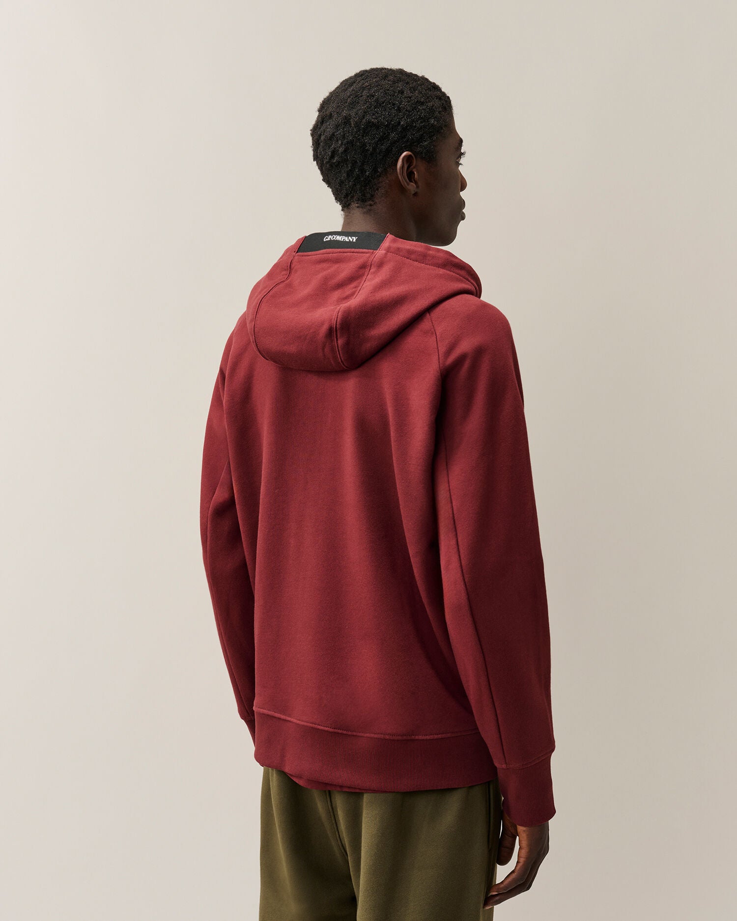 C.P. Company Diagonal Raised Zipped Lens Hoodie in Andorra - Red