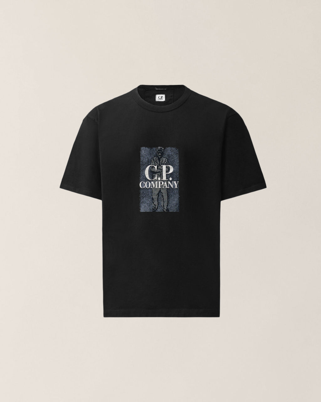 C.P. Company Mercerized Jersey Twisted Chest Logo T-Shirt in Black