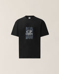 C.P. Company Mercerized Jersey Twisted Chest Logo T-Shirt in Black