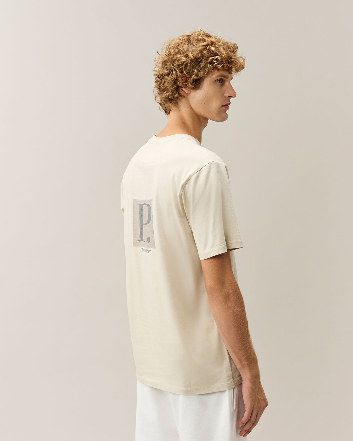 C.P. Company 30/1 Jersey Front / Rear Logo T-Shirt in Silver Birch