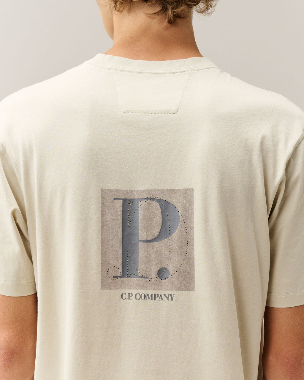 C.P. Company 30/1 Jersey Front / Rear Logo T-Shirt in Silver Birch
