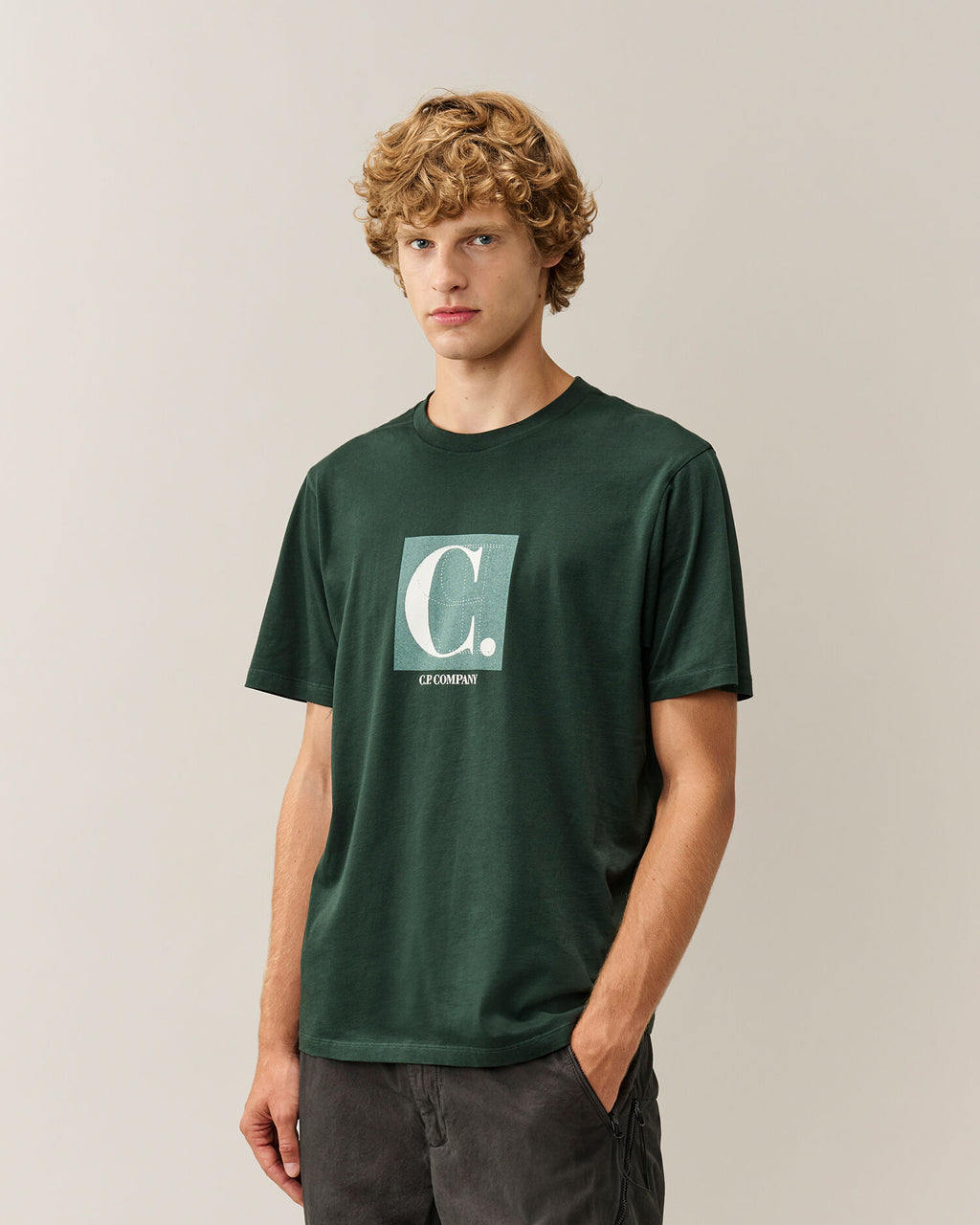 C.P. Company 30/1 Jersey Front / Rear Logo T-Shirt in Ponderosa Pine - Green