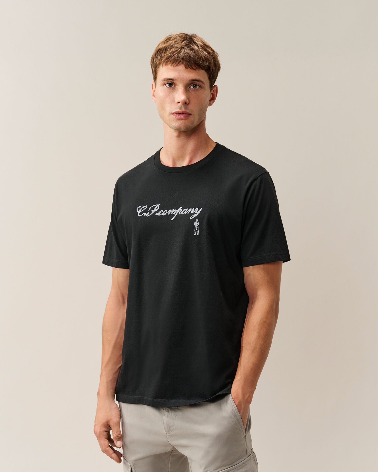 C.P. Company 30/1 Jersey Logo T-Shirt in Black