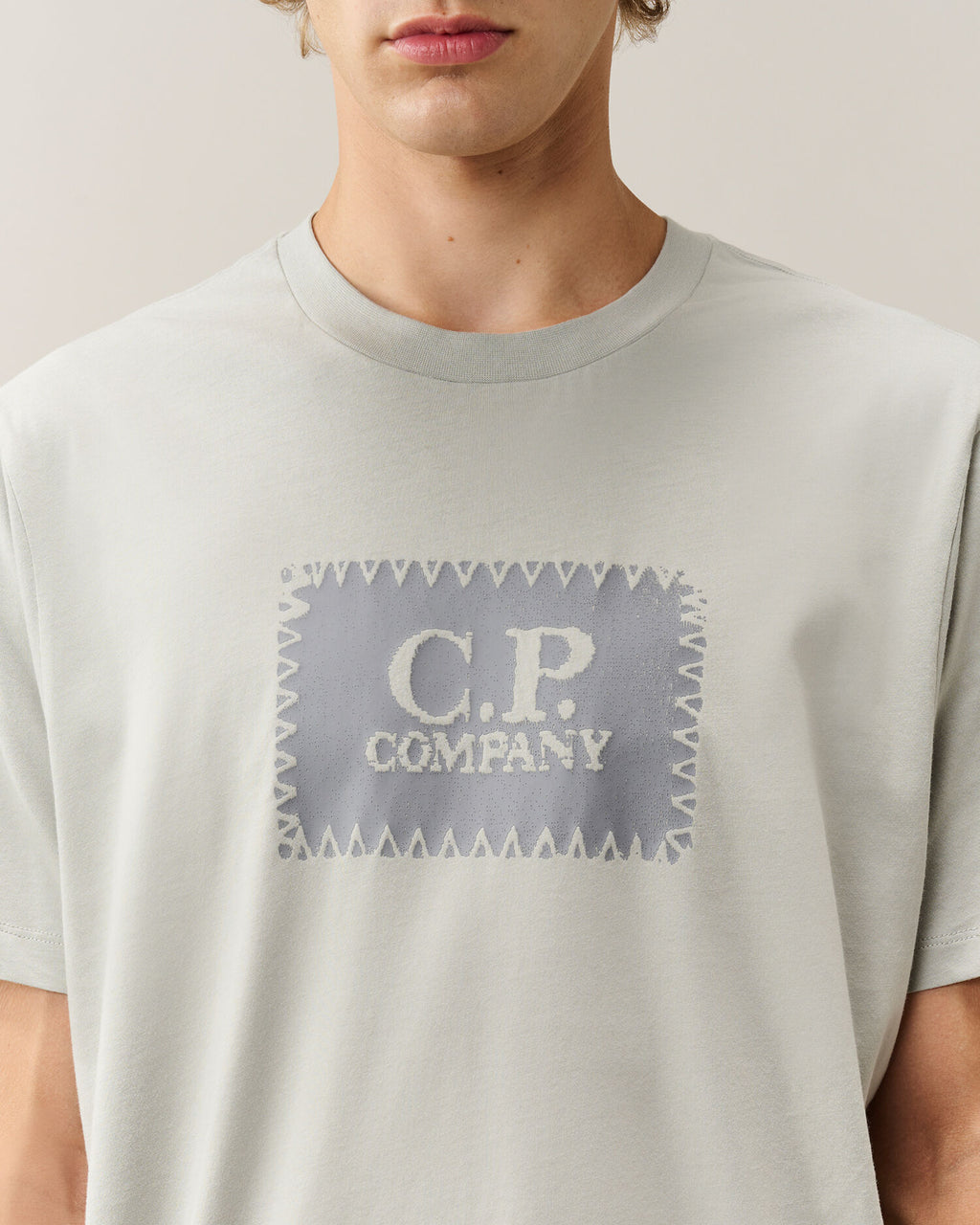 C.P. Company Stitch Block Logo T-Shirt in Flint Grey