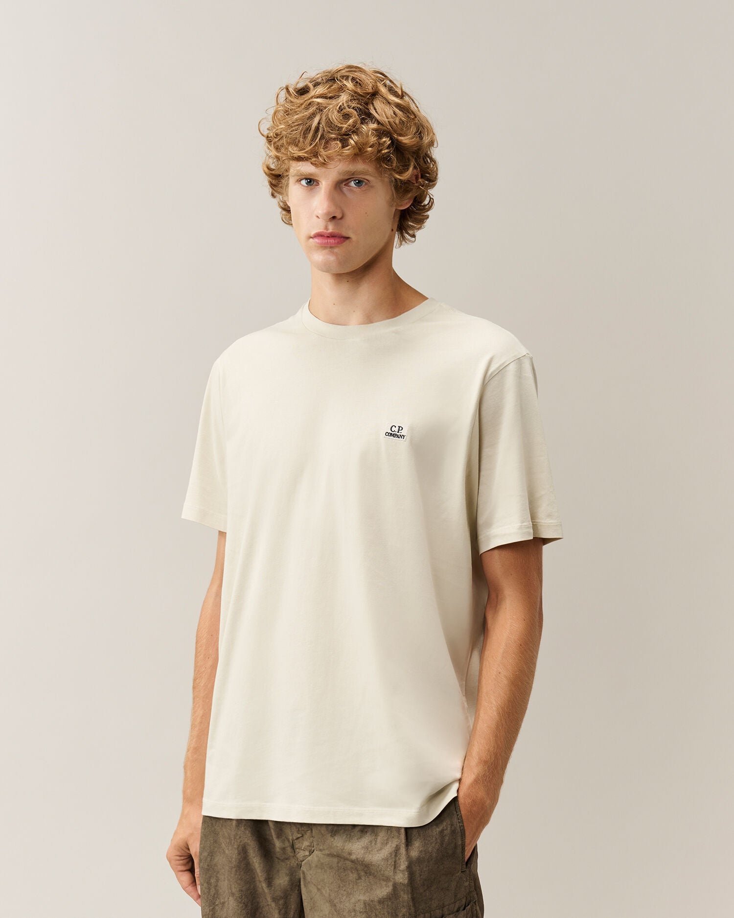 C.P. Company 30/1 Jersey Logo Patch T-Shirt in Silver Birch