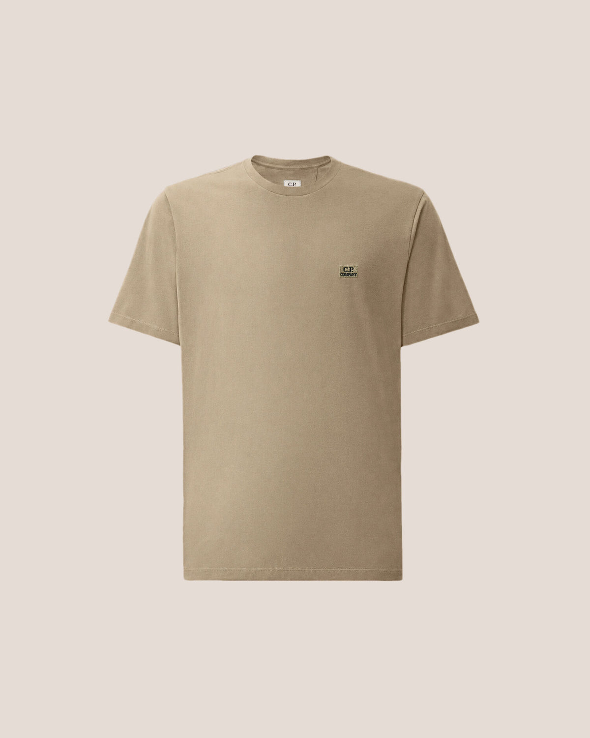 C.P. Company 30/1 Jersey Logo Patch T-Shirt in Fallen Rock - Beige