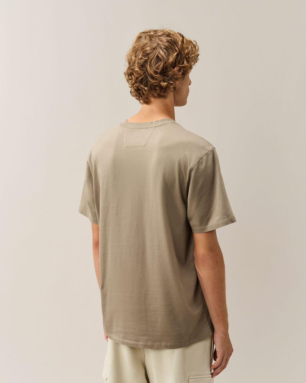 C.P. Company 30/1 Jersey Logo Patch T-Shirt in Fallen Rock - Beige