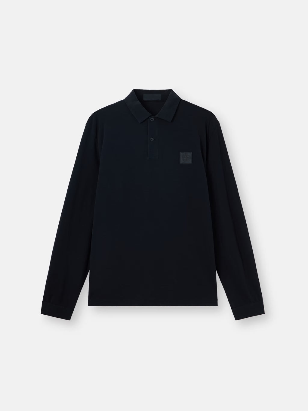 Stone Island Ghost Tonal Compass Patch Long-Sleeve Polo Shirt in Navy