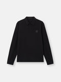 Stone Island Ghost Tonal Compass Patch Long-Sleeve Polo Shirt in Black