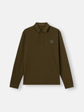 Stone Island Ghost Tonal Compass Patch Long-Sleeve Polo Shirt in Military Green