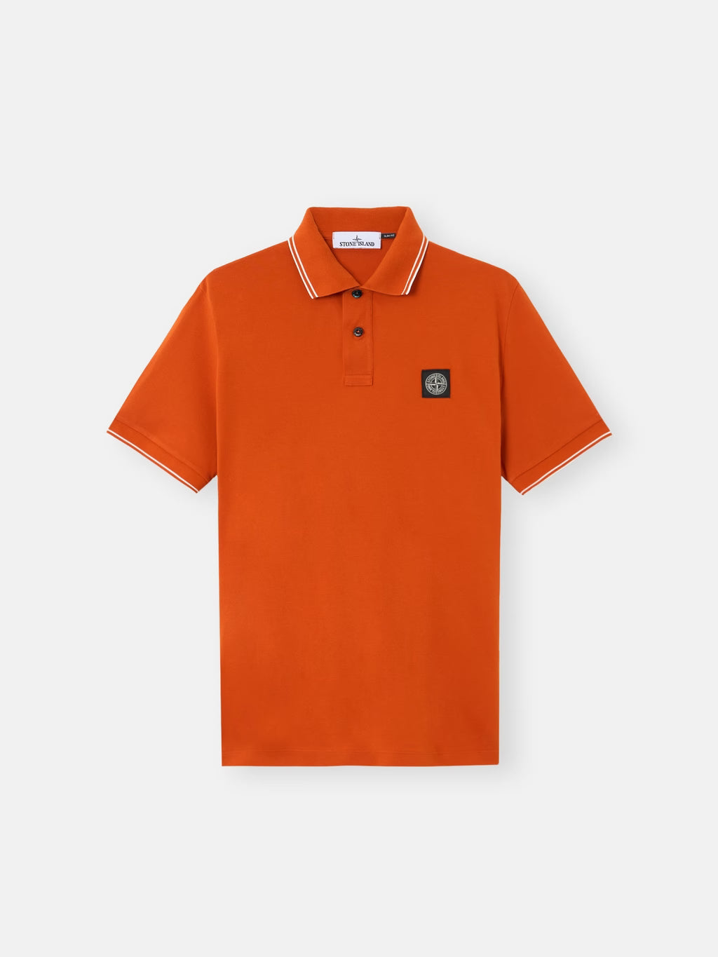 Stone Island Stretch Organic Cotton Pique Compass Patch Polo Shirt in Burnt Orange