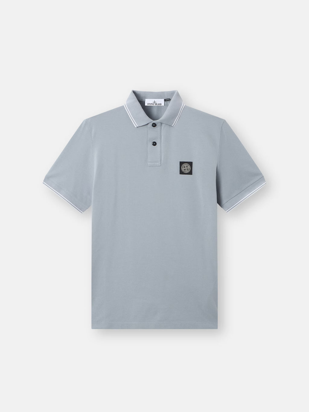 Stone Island Stretch Organic Cotton Pique Compass Patch Polo Shirt in Ash Grey