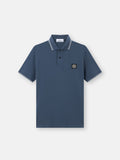 Stone Island Stretch Organic Cotton Pique Compass Patch Polo Shirt in Slate Blue